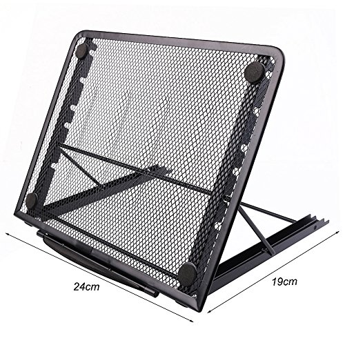 Faltbarer Laptop Tablet Ständer, InGoo Laptopständer Mesh Belüftet Kühler Halter Verstellbarer Computer Halterung Stütze Ständer für Laptop, Notebook, iPad Mini, iPhone, Tablets(Schwarz) - 8
