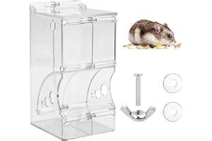 DENTEDELEAO Hamster Futterspender, Automatischer Futterautomat für Hamster mit Großer Kapazität, Automatische Futterstation Hamster Zubehör für Hamster, Vögel, Tauben, Papageien, Mini-Igel (Transparent)
