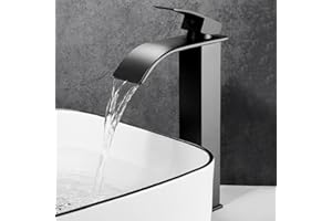 Hasaller Grifo de lavabo de baño - Grifos de lavabo de baño con caño alto para alto caudal - Mango único - Acero inoxidable fácil de instalar