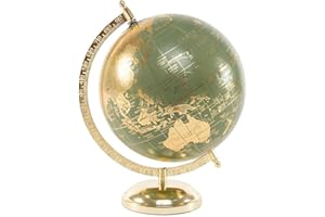 ROCKING GIFTS Globo Terraqueo, Bola del Mundo 20cm con Pie de Metal Dorado - Decoración y Regalo