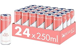 ‎RED BULL ORGANICS Fizzy Peach by Red Bull - 24er Palette Dosen - Bio-Erfrischungsgetränke mit Pfirsich Geschmack - 100% natürliche Zutaten, EINWEG (24 x 250 ml)