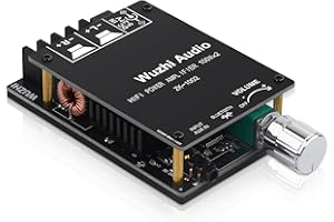 SIKKEBY Amplificateur HiFi avec carte d'amplification audio Bluetooth 5.0, ZK-1002 2.0 canaux 100W x 2 mini amplificateur de puissance stéréo pour haut-parleurs de maison, entrées BT et AUX, DC 5-27V