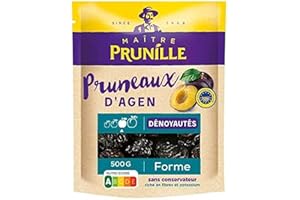 MAÎTRE PRUNILLE - Pruneaux d’Agen Dénoyautés - Fruits Secs Forme - Calibre 30/35 - Riche En Fibres Et Potassium - Facilite La Digestion - Sans Conservateur - Nutri-Score A - Label IGP - Sachet 500 g