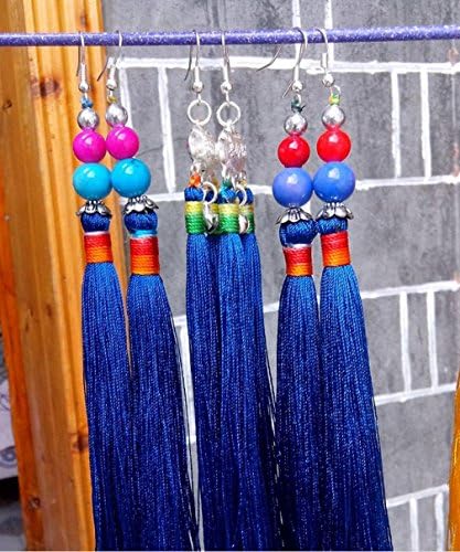 WE Handmade National Customs Cloth Earrings Folk Fashion Collection Of Handicrafts , Blue,blue