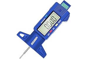 GODESON Jauge de Profondeur Digitale, 0-25.4 Mm Jauge profondeur pneu digitale avec grand écran LCD et outil mesure profondeur pneu bleu pour voitures, camions et motos