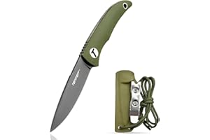 TONIFE Nova Neck Knife mit Scheide Lanyard und Clip, 68mm Feststehendes Klinge Kleine Hals Messer Neck Knife für Outdoor Edc (Grün+Graues Titan)