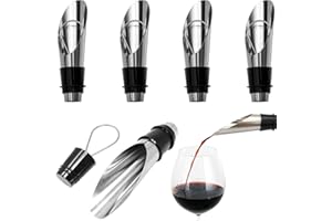 JEYORZY 5 Pezzi Versatori In Acciaio Inox e 5 Pezzi resistente tappo del vino, Versatore d'olio Tappi, versatori da Vino, Bottiglia Versatore Tappo, Versatori per Bottiglie, per Bottiglie, Feste e Bar