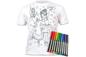 Splat Planet Unicorno Ballerina T-Shirt Maglietta Magica da Colorare con 10 Penne Magiche Lavabili Atossiche - Colora La Tua Maglietta, Colora E Lava Via E Ricolora (5-6 Years)