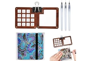 XHDIGI Reise-Skizzenbuch Palette, 15 Fächer, Mini-Holz-Magnet-Palette, Farbsparer 12 x 12 cm, Aquarell-Skizzenbuch, Tagebuch, 300 g/m², 24 Blatt, Kaltpress-Papier