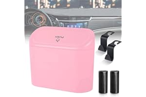 AIMISITE Auto Mülleimer, Mini Auto Mülleimer Push-On Hanging Portable Auto Mülleimer mit 2 Auto Haken und Einweg-Müllsäcke für Auto Autos, Haus, Büro (Pink)
