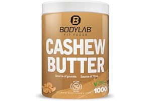 ‎BODYLAB24 Bodylab24 100% Cashew Butter 1000g, Cashewbutter ohne Zusatzstoffe, aus gerösteten Cashewkernen, 100% vegan
