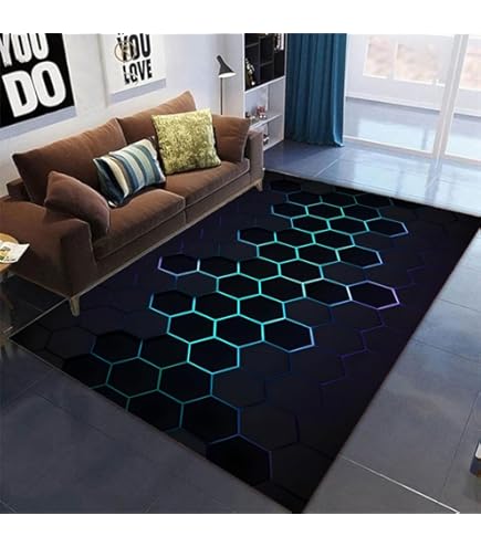 Tappeto Gamer 3D 80x120cm - Design Controller, Antiscivolo, Per Camera, Soggiorno, Blu - Foto 5