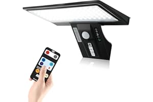 JESLED Luce Solare Esterno, 90 Faretti a LED con Sensore di Movimento, 3 Modalità 2600mAh Lampada con Telecomando, 3 Colori