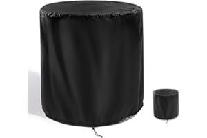 Zuppypaw Garden Table Cover Round, 64 x 63cm 420D Heavy Duty Patio Table Cover with Storage Bag, Outdoor Bistro Set Cover Waterproof & Windproof, Black