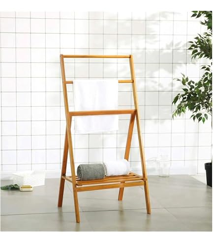 Asta Spateak Select Solid Teak Towel Ladder - 60 Inch, 4 Bars, No Assembly Required