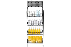 HUSPOO Retail Display Rack 4 Tier, Metal Commercial Supermarket Snack Shelf Countertop Snack Stand Organizer Shelf Snack Shelf And Crisps Rack for Retail Store Supplies, Home Theatre (Black)