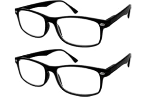 TBOC Lunettes de Lecture - [Pack 2 Unités] Dioptrie +3.00 Monture Noir Mat Femme Homme Unisexe Loupes de Vue de Repos de Près Ordinateur Travail Branches Charnières à Ressort