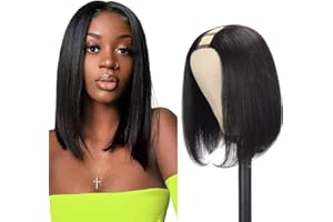 ZEALADY 2 X 4 U Part Bob Wig U Part Wig Human Hair Bob Glueless Wigs For Black Women Human Hair Brazilian Hair Glueless Bob Wig Human Hair 14inch (1b. 150% Density)