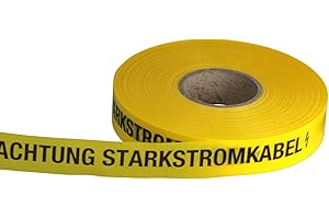 KDS ACHTUNG STARKSTROMKABEL Trassen-Warnband/Trassenband/Warnband/Band 250 m x 40 mm, gelb