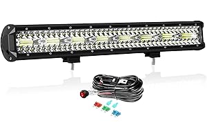 PICAA 23 Pollici 480W Barra LED Fuoristrada con 12V Cablaggio Kit, 58cm Barra Luminosa a Led Auto Fari Led 6000K Bianco Impermeabili per Offroad 4x4 Camion ATV SUV