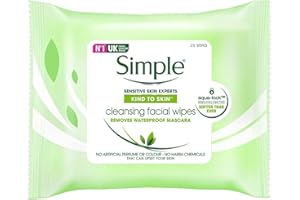 Simple Kind to Skin - Facial Wipes for sensitive skin with Glycerin, Vitamin E,and Vitamin B5 -25 Count (Pack of 6)