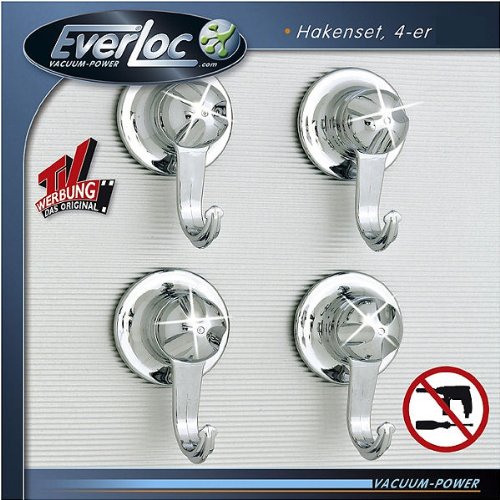 Everloc, 4 große Haken / Durchmesser 7 cm /10505 Saugnapfhalterung