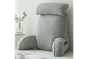 Stafeny Lendenkissen mit Armlehnen,Rückenkissen Bett,Fernsehkissen,Lesekissen mit Abnehmbarer Nackenrolle,Ideal als Rückenstütze Beim Lesen oder für Videospiele