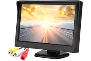 Garsent Monitor de Coche, 5 Pulgadas HD TFT LCD Impermeable, Cámara de Visión Trasera Automóvil, Soporta Sistema PAL/NTSC para Cámara de Respaldo Automóvil