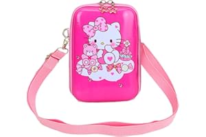 LGQHCE Hellokity Cross Body Bag,Hellokity Cartoon Crossbody Purse Girls Cartoon Messenger Bag PVC Backpack Children School Bag Travel Rucksacks Book Bags Lovely Kids Bag for Holiday Travel (Pink)
