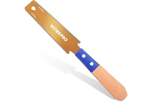 WORKPRO 150mm Japanese Pull Saw, Compact Fine Tooth Saw with 14 &17 TPI, SK5 Flexible Blade Double-Edged Hand Saw for Craft, Hobby, DIY, Trim Pull Saw for Woodworking