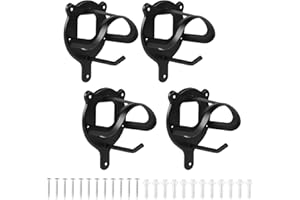 SUPAWAY Juego de 4 Soportes para filete en Metal Negro, Ganchos para Arneses con Gancho Adicional, Colgador de arneses con Tubo Expansible y Tornillos para Accesorios de Bridón, Riendas y Cuerdas