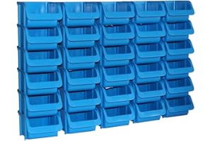 Hünersdorff 30 x caja de almacenaje - SET en tamaño 1 - de polipropileno (PP)- ideal para sistemas de organización y clasificación, paneles murales, estanterías móviles, estanterías de taller - azul