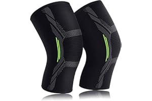SUPRBIRD Genouillère protège-genou (2 Unité) Genou Bandage Sport de Compression Élastique Mixte,pour Basketball,Volley Ball,Course,Foot-Ball,Gymnase (L)