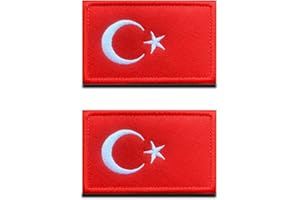 ZCKETO 2 St. Türkei Truthahn Turkey Flagge Patch- Taktisch Türkisch Nationales Emblem, Bestickter Aufnäher mit Verschluss, Militär Bänder für Rucksäcke Kleidung Taschen Uniform Weste Jersey Reisen