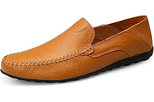 HALFWORD Mens Genuine Leather Casual Shoes Driving Shoes Fashion Slip-on Loafers