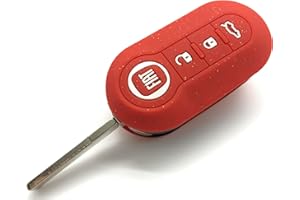 Generic Nordecco - Funda de Silicona con Purpurina para Llave de Fiat 500C 500-500L Abarth Grande Punto Brava Panda Stilo Linea de 3 Botones (Rojo Brillante)