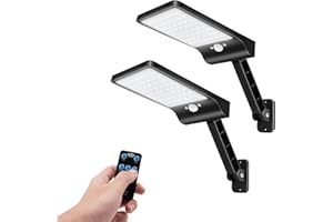COLBOR Luce Solare LED Esterno, 56LED Lampada Solare da Esterno con Sensore di Movimento 3 Mode IP65 Impermeabile Faretto Solare Potenti con Telecomando (Nero), Luce-Led-Esterno-Solare-Faro