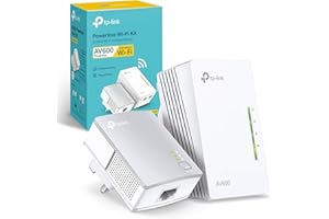TP-Link TL-WPA4220 KIT AV600 Powerline Adapter WiFi Extender Kit, Wi-Fi Booster/Hotspot, Speed up to 300Mbps, 2+1 Ethernet Ports, Powerline WiFi Extender, Wi-Fi Auto-Sync, UK Plug, Plug & Play
