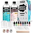 EPODA Epoxy Resin 32oz/946ml, Epoxy Resin and Hardener, Bubble Free Casting Resin, Resin Craft Kits for Beginners with Measuring Cups, Sticks, Gloves, Pigment and Dropper Pipette