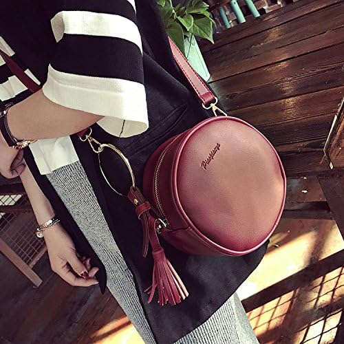 Messenger bag Messenger bag female shoulder bag Japan and South Korea candy color small tassel backpack, burgundy