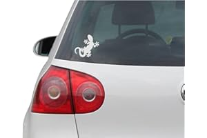 INDIGOS UG Pegatina Coche - Sticker - Auto - JDM - Die Cut - Gecko Lizards Blanco Decal Car Laptop Window Vinyl Blanco Sticker - Plata - 93mm x88mm