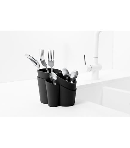 Home Porta Posate Rettangolare In Plastica Verde - 5 Scomparti - Lavabile In Lavastoviglie - 34x27x6 Cm - 3