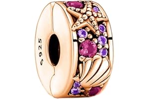 Amuefer 925 Argent Charm Collier Pendeloque Or Rose Bracelet Femme Perle Amour, Animaux, Famille Charm Cadeaux d'Anniversaire