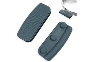 THATYRO 2Pcs Silicone Pot Handle Covers with Buttons, Heat Resistant Cast Iron Pot Assist Handle Covers, Non Slip Silicone Pot Holders, Reusable Hot Pot Grip Handle Sleeves (Gray)