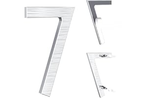 Yafimea numéro de maison exterieur argenté 12,5 cm – En aluminium massif avec finition brossée, adhésif ou à visser, résistant aux intempéries, Pour porte, mur, clôture, portail (7)