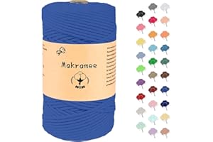 UVOLO 3mmx200m Makramee Garn, Baumwollgarn, Macrame Kordel für Basteln, Pflanzenbügel-Königsblau