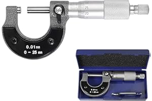 AUTOUTLET Bügelmessschraube 0-25 mm, Mikrometerschraube Bügelmessschrauben Messschraube 0,01mm Auflösung, Metrischer externer Mikrometer Messschieber