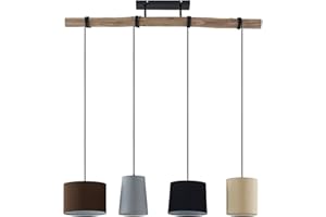 ‎LINDBY Lindby Pendelleuchte 'Amilia' aus Holz (4 flammig, E27) - Textil Hängeleuchte, Esstischlampe, Hängelampe, Hängeleuchte, Wohnzimmerleuchte