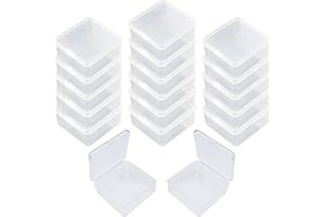 Goodma 18 Stück Square Leere Mini-Aufbewahrungsbox für durchsichtige Kunststoff-Organizer-Aufbewahrungsboxen mit Klappdeckeln für kleine Gegenstände und andere Bastelprojekte (65 x 65 x 35 mm)