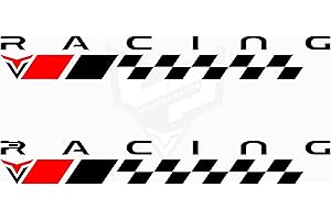 Artstickers 2 Unidades. Pegatina Racing (29 x 4cm) Cuadrados Pegatina Racing Sport para Coche, Moto, camion, Furgoneta (Negro)